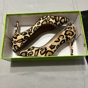 Sam Edelman Animal Print Pump Beige Brown Black Pointed Toe Women's Size 8.5